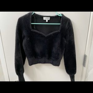 & other stories fuzzy black sweater